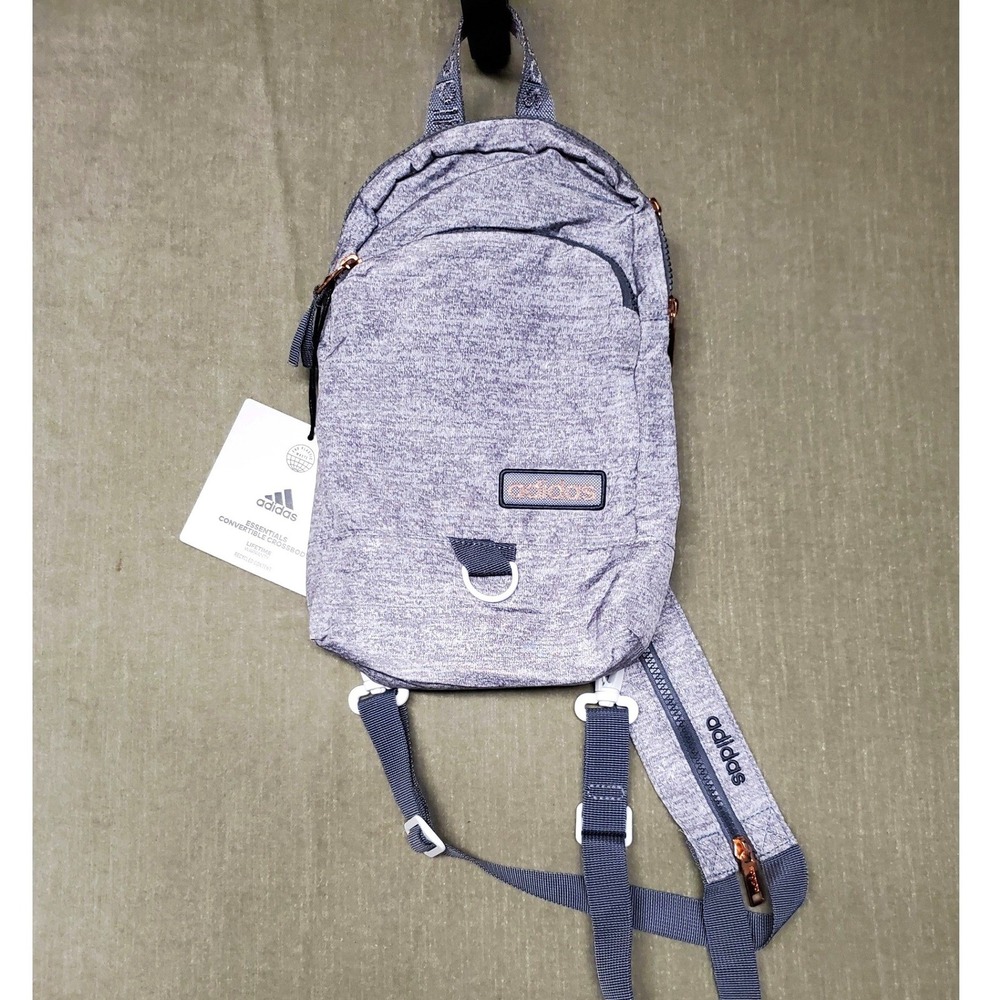 Adidas Essentials Convertible Crossbody Backpack Jersey Grey Rose Gold LP7787 - Picture 1 of 10